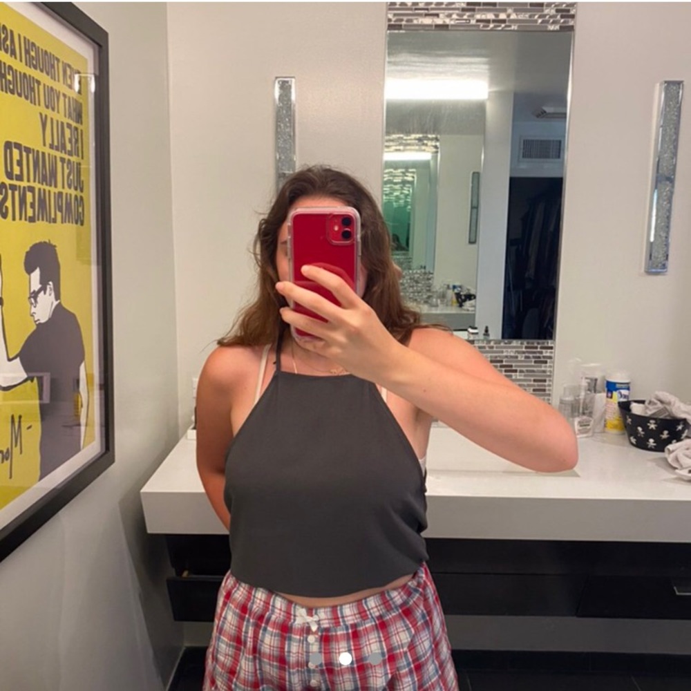 american apparel high neck gray tank top